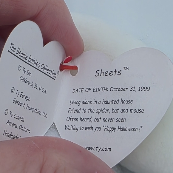 1999 Ty Beanie Babies Sheets The Ghost Plush Vintage - Picture 3 of 7